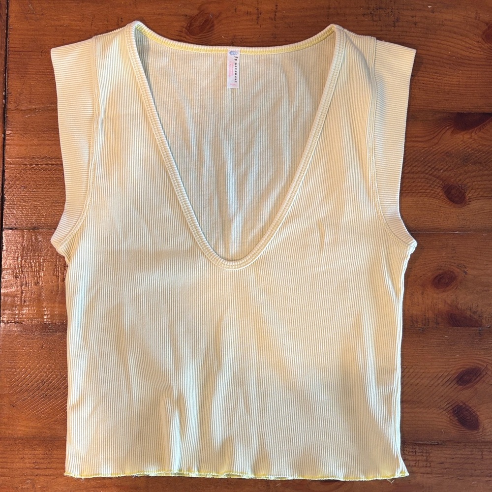 FP Movement by Free People V-Neck Ribbed Tank Top - yellow